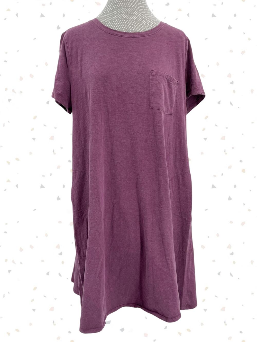 Duluth Trading Purple Berry Shirt Dress Pocket Short Sleeve Style Pockets Size L